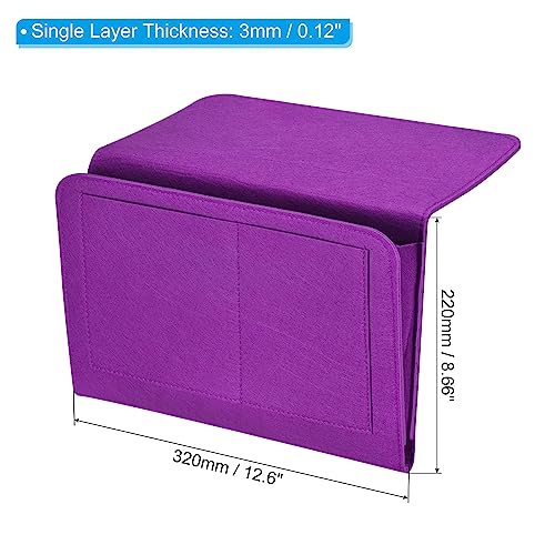 PATIKIL 13in Bedside Caddy, Bed Caddy Bedside Organizer Hanging Soft Felt 5 Pockets Bed Pockets Bedside Storage Organizer Remote Control Holder for Bedroom Phones Glasses, Purple - color: Purple, size: 12.6*8.6inch