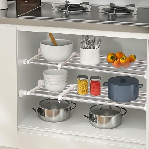 BAOYOUNI Tension Closet Shelf, Adjustable Storage Rack Separator Wardrobe Cupboard Divider Organizer Rod for Kitchen Bathroom Bedroom, 23.62-39.37 Inch - size: (23.62-39.37) IN