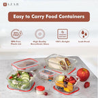 Razab 35 Pc Set Glass Food Storage Containers with Lids - Meal Prep Airtight Bento Boxes BPA-Free 100% Leak Proof (15 lids,15 glass & 5 Plastic Sauce/Dip Containers) - color: Cherry Red