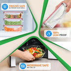 Nutrichef 10-Piece Glass Food Containers - Stackable Superior Glass Meal-prep Storage Containers, Newly Innovated Leakproof Locking Lids w/Air Hole, Freezer-to-Oven-Safe (Red) - color: Red