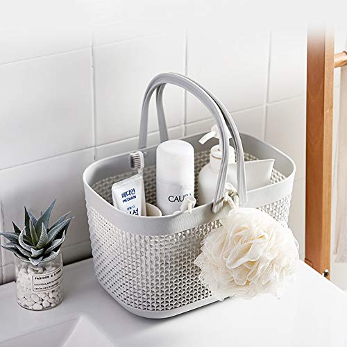 UUJOLY Plastic Organizer Storage Baskets with Handles, Shower Caddy Bins Organizer for Bathroom and kitchen (3 Pack, Grey) - color: Grey, size: 3 Pack