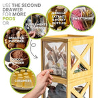 Stackable Bamboo Snack Drawer Organizer (2 Pack) – Pull-Out Storage Bins with Clear Acrylic Drawers – Pantry Storage for Snacks, Coffee Pods, Spices & K-Cups