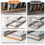 MUDEELA Pots and Pans Organizer under Cabinet, Expandable Pan Lids Organizers inside Cabinet with 12 Adjustable Dividers, Kitchen Storage Organization Pot Holder Cookie Sheet, Cutting Board Organizer - style: 12 Dividers-Bronze