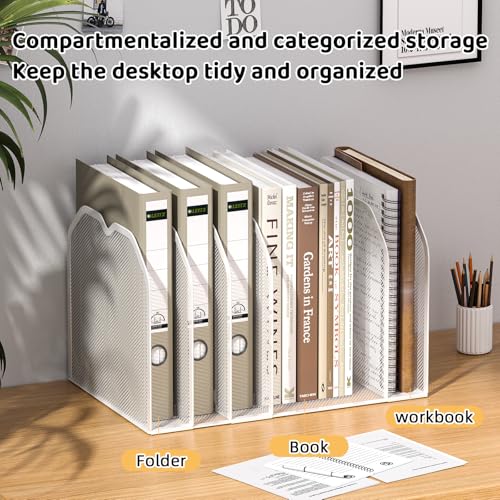 FANXIYQ White 7-Section File Folder Organizer for Desk – Metal Vertical File Holder, Desktop File Organizer Vertical Stand, Letter/A4 Folder Rack, Upright File Sorter, Office Paper Organizer - color: White, size: 7 Section Upgrade
