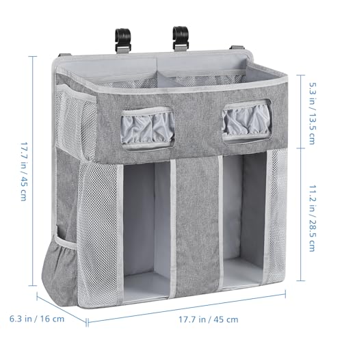 Accmor Changing Table Diaper Organizer, Hanging Diaper Caddy Organizer Stacker for Cribs Changing Table Playard Wall Baby Essentials Storage, Grey - style: Double Enlarged-Grey