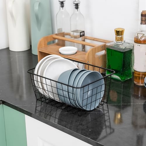 JUNCHU CHERRY Wire Kitchen Storage Basket 4 Packs,Perfect Pantry Organization Accessories Basket,Laundry Basket,Countertop Organization, Suitable for Kitchen,Bathroom,Bedroom,Tabletop,Stackable,Bronze - color: Bronze