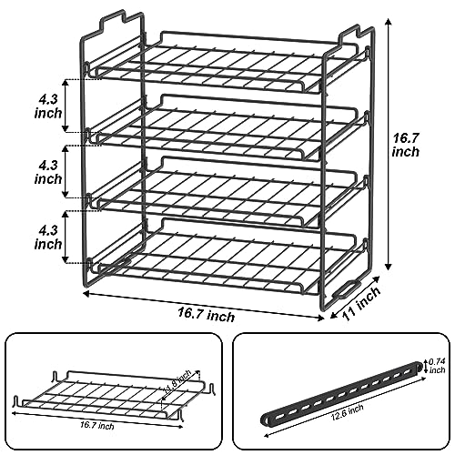 4 Tiers Stackable Can Rack Organizer, Wear-resistant Upgrade Beverage Food Can Dispenser Holder Holds up to 48 Cans for Kitchen Cabinet and Pantry (Black) - color: Black