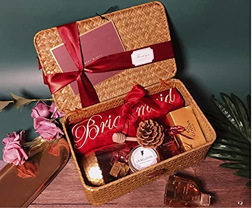 DOKOT Rectangular Handwoven Seagrass Small Storage Basket with Lid for Shelves and Home Organizer Bins,S (10.2"x5.5"x4.3"H), Natural - size: S (10.2"x5.5"x4.3"H)