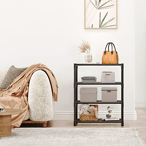 4-Tier Small Shoe Rack, Metal Stackable Kids Shoe Shelf Storage Zapateras Organizer,Narrow Shoe Rack Sturdy for Closet Hallway Entryway Living Room Bedroom (Black) - size: 4-Black