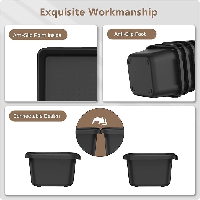 A-LUGEI【Large Size】【5 Pcs】 Tool Box Organizer Tray Divider【Single Size】 Black Plastic Desk Drawer Organizer Garage Organization for Wrench Plier Hammer Bit Socket Extension Screwdriver Bolt Hex key - size: 5pcs-L Size
