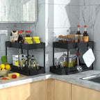 Under Sink Organizer -2 PACK|Pull Out Bathroom Organizer|2 Tier Slide Out Bathroom/Kitchen Organiers and Storage. (2 PACK Normal) - style: 2 PACK Normal