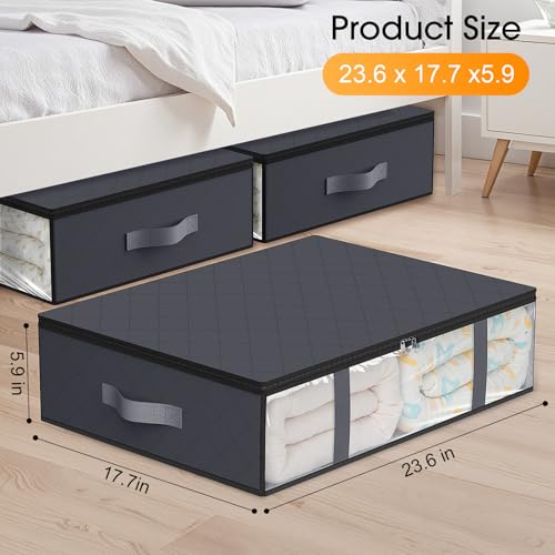 StorageRight Under Bed Storage Bags 6 Pack, 40L Large Clothes & Comforter Storage Containers with Clear Window, Breathable Fabric Organizer for Blankets, Bedding, Seasonal Clothing, Grey - color: Gray, size: 6 Pack