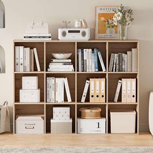 VDNEND Wooden Cube Storage Organizer with Closed Back Panel, 11in Cube Shelf Opening, Bookshelf, Display Shelf,Closet Cabinet for Home and Office (White Oak, 12-Cube 35.98L*9.45W*47.72H) - color: White Oak, size: 12-Cube 35.98L*9.45W*47.72H