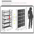 4NM Extra Wide 5 Tiers No Assembly Book Shelves, 51.2" H Folding Bookshelf Bookcase Open Industrial Foldable Shelves for Bedroom, Living Room, Home Office - All Black - color: All Black, size: Wide XX 5-Tier