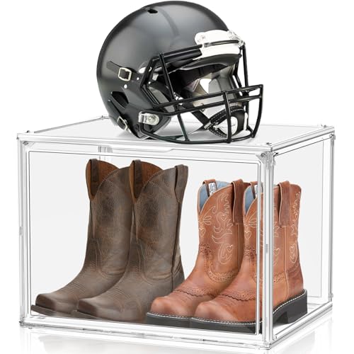 XXX-Large Extra Large Acrylic Display Case 17''x13''x13'' Transparent Shoe Display Case Sneaker Bag Organizer Clear Stackable Boot & Shoe Boxes Large Showcase for Helmet, Handbag, Figures Collectibles - color: Clear, size: XXX-Large