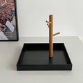 Shinpuru Key Tray & Key Bowl, Jewelry Tray with Wood 3-Tier Hanging Organizer - Multi-Functional Entryway Tray, Perfect for Key Bowl, Ring Holder, Jewelry Dish Organize (Black Square) - color: Black Square