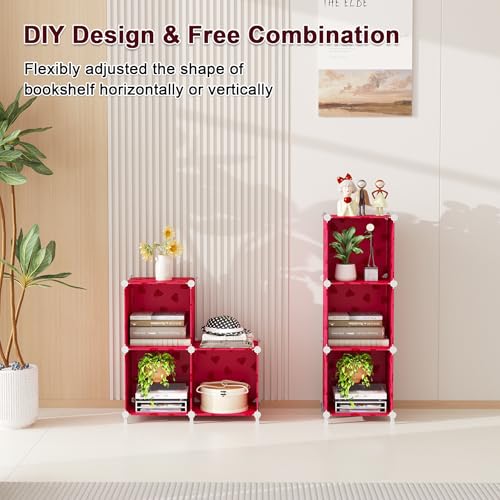 UNKU Cube Storage Organizer, 3 Cube Closet Organizer Storage Shelves, DIY Stackable Bookcase, Clothes Organizer Shelf for Closet, Bedroom, Living Room, Cabinet, Home, Office, Red - color: Green, size: 3cube