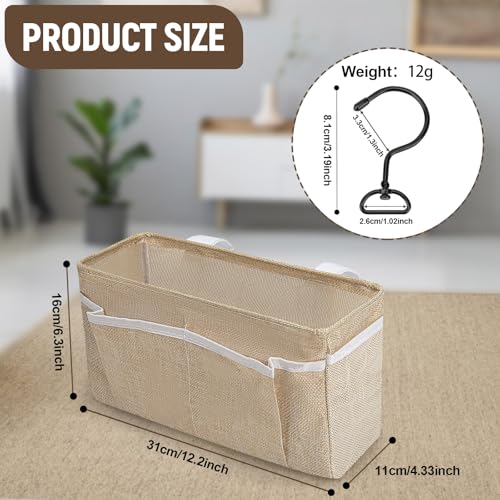 Bedside Caddy, bedside organizer, Hanging Organizers, Storage Bags with Self-adhesive on The Back to Hang Over Beds for Headboards, Bunk Bed, Car Seat Back Organizers (Upgraded Version Beige) - color: Beige