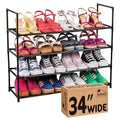 Sundaze Shoe Rack - 4 Tier Shoe Rack for Front Door Entrance, Sturdy Long Shoe Organizer for Closet, Bedroom, Entryway, Garage, Non Woven Fabric Shelf, Black, Holds Up to 20 Pairs - size: 4 Tier (34.3" W)
