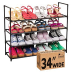 Sundaze Shoe Rack - 4 Tier Shoe Rack for Front Door Entrance, Sturdy Long Shoe Organizer for Closet, Bedroom, Entryway, Garage, Non Woven Fabric Shelf, Black, Holds Up to 20 Pairs - size: 4 Tier (34.3" W)