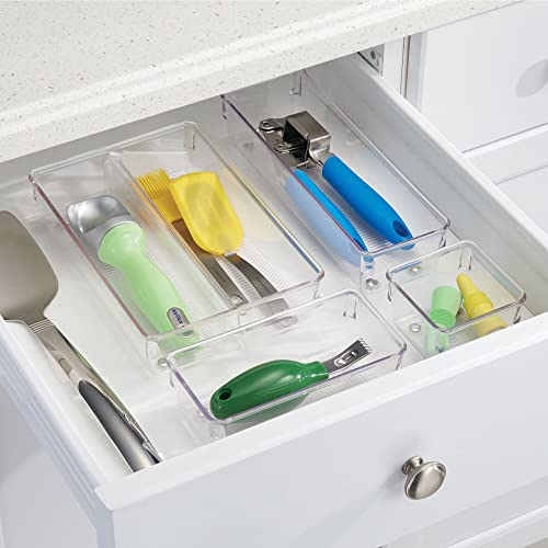 iDesign Linus Kitchen Drawer Organizer for Utensils, Tools, Gadgets - 3" x 3" x 2", Clear - size: 3 x 3 x 2, style: Pack of 1