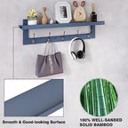 SMIBUY Coat Hooks with Shelf Wall-Mounted, 29.2 Inch Entryway Coat Rack for Wall, Bamboo Hanging Shelf with 5 Double Metal Hooks for Bathroom, Bedroom, Kitchen, Living Room, Mudroom (Grey) - color: Gray