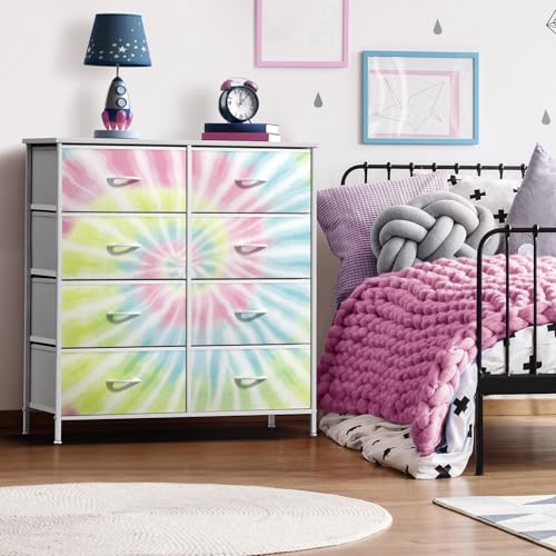 Sorbus Kids Dresser with 8 Drawers - Storage Unit Organizer Chest for Clothes - Bedroom, Kids Room, Nursery, & Closet (Tie-Dye, 31.5 x 12 x 32-8 Drawer) - color: Light Tie-dye, style: 8-Drawer