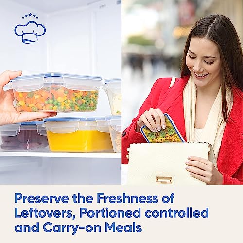 Chef's Path 32 Piece Airtight Food Storage Containers with Royal Blue Easy Snap Lids, 16 Containers and Lids, Stackable Kitchen and Pantry Canisters for Meal Prep and Food Storage -Transparent - color: Pack of 16 - Blue