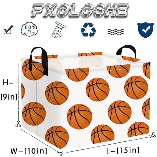 FXOLCSHE Rectangular Basketball Basket,Canvas Basketball Laundry Basket,Kids Toys Storage Bin with Handles,Boys storage box,Baby hamper,Room Decor(Basketball) - color: Football