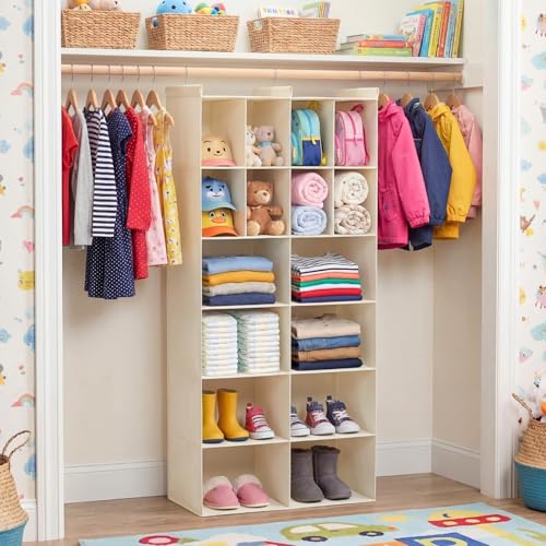 Ofiray-home 6 Tier Hanging Closet Organizer, 16 Compartments Sweater Organizer for Closet with 3 Sturdy Hooks, Closet Organizers and Storage, Wardrobe, Rv, Garment Rack, Beige - color: Beige, size: 6-Tier