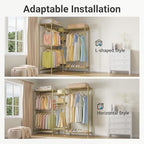 VIPEK Classic V6 Wire Garment Rack Heavy Duty Clothes Rack with 7 Adjustable Shelves & 4 Hanging Rods, Compact DIY Metal Clothing Racks 68.9" L x 15.7" W x 76.4" H, Max Load 840LBS, Gold - color: Gold, size: Classic V6 Standard