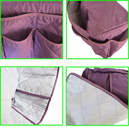 Armchair Caddy for Recliner Sofa Remote Control Holder Organizer for Recliners Purple Sofa Armrest Cover with 14 Pockets for Armchair Organizer