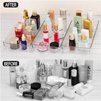 Ohlove 6Pcs Clear Plastic Drawer Organizers Tray 12" x 6.2" Storage Bins with 25Pcs Non-Slip Pads for Makeup, Jewelries, Kitchen Utensils, Bathroom and Office - size: 12"x6"
