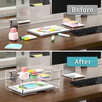 HIIMIEI Acrylic Paper Tray 2 Pack Clear Letter Tray Desk Stackable Organizer for School, Home, Office - Horizontal - style: Horizontal