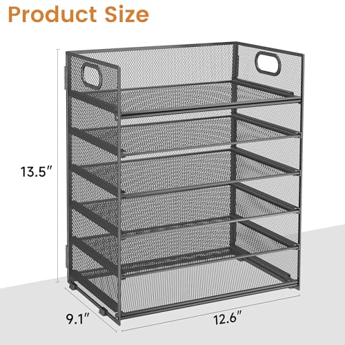 Subekyu 6-Tier Desk Paper Organizer, Desktop File Letter Tray with Handle, Document Sorter and Accessories Holder for Office, Home and School Workspace Organizers, Gray-2 Pack - color: 2 Pack 6-tier - Gray