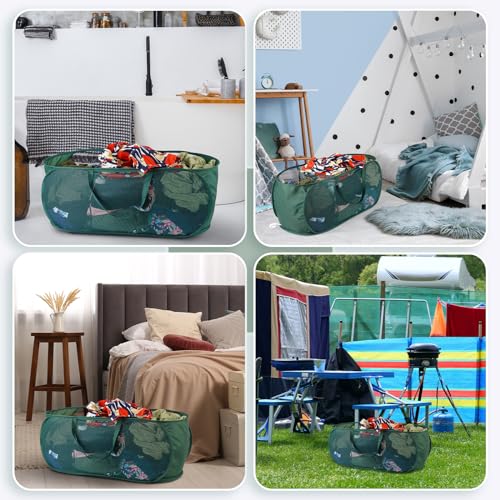 Up Laundry Hamper - Collapsible Mesh up Laundry Basket, 3 Compartments Collapsible Mesh Laundry Baskets Clothes Foldable Tote with Handle for Bathroom, College Dorm, Travel (Green)