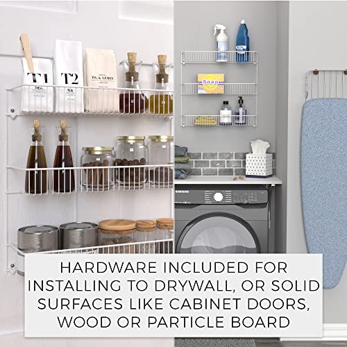 ClosetMaid 3-Tier Hanging Wall Mounted Metal Rack for Spices, Shelf Storage, Pantry Organization, Laundry, Kitchen, Bathroom, White, 8022 - size: 18-Inch Wide, style: 3-Tier
