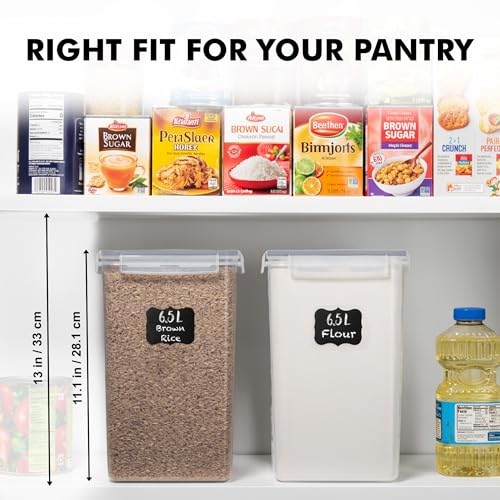 WHITE FEATHER SUPPLIES 2 PC [6.5L / 220 Oz] Large Food Storage Containers with Lids Airtight - BPA Free Clear Plastic Kitchen and Pantry Storage Containers, Bulk Storage for Cereal, Flour, Sugar, Rice - color: Grey - 2 Pack