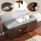 3More 40" Entryway Shoe Storage Bench,Upholstered Hidden Space Beneath Seat Cushion Bench,2-Tier Unique Geometric Shape with Wood Grain,Walnut - color: Brown