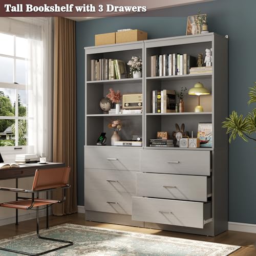 Aheaplus 23.6" Closet Drawers System, Wood Closet Organizer System with 3 Drawers, Modular Small Walk-in Closets Storage Unit, Grey (23.6" L x 13.8" W x 71" H) - color: Grey, size: 23.6''