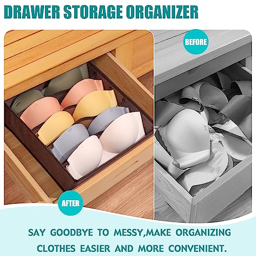 Bra Storage Drawers Organizer for Clothing Underwear Drawer Organizer Dividers Foldable Storage Cube Bins for Bra,Socks, Underwear,3 Pack （Coffee） - color: Coffee, size: 3 Pack