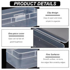 BENECREAT 4 Packs Rectangle Plastic Container Box, 7x3x1.8inch Clear Storage Organizer with Hinged Lid and Hanging Hole for Small Craft Accessories Office Supplies - size: 7x3x1.8inch