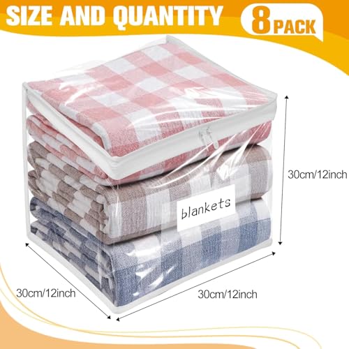 Plastic Storage Bags with Easy-Glide Zipper, Pack of 8, Durable Clear Vinyl Zippered Storage Bags for Clothes Sweaters Comforters Blankets Sheets Bedding (12 x 12 x 12 Inch, White) - color: White, size: 12 x 12 x 12 Inch - 8 Pack