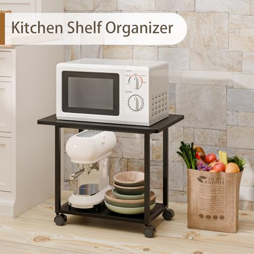 MARTY 22"x15.75" Large Under Desk Printer Stand with Storage Shelf 2-Tier Rolling Printer Cart with Wheels Printer Table for Home Office Heavy Duty Storage Rack for Scanner Fax Machine, Black - color: Black