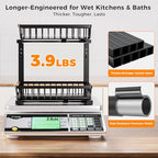 Under Sink Organizer,2 Pack Under Kitchen Sink Organizer,2 Tier Sliding-Out,5 Level Height Adjustable,Thickened Carbon Steel,Anti-Rust Treatment,for Kitchen Bathroom Black