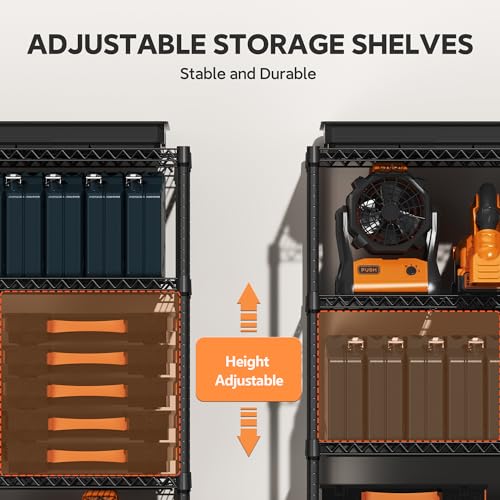 M MZG 4 Tiers Storage Shelves Load 1400LBS, Metal Shelving Wire Metal Shelving Unit Shelves for Storage Adjustable Garage Shelving for Pantry Kitchen Garage Black 17.7" D x 47.3" W x 62.7" H - color: Black, size: 4 Tiers, 17.7"D x 47.3"W x 62.7"H