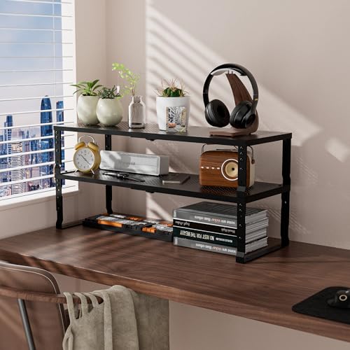 Metal Stackable Expandable Storage Rack, Adjustable Under Sink Shelf & Countertop Space Saving, Heavy-Duty Pantry Storage, Suitable for Kitchens, RV, Bathrooms, Workshops or Offices - color: 3packs/Large/Black, size: Large