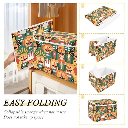 xigua Nutcracker Christmas Storage Bins with Lids and Carrying Handle,Foldable Storage Boxes Organizer Containers Baskets Cube with Cover for Home Bedroom Closet Office - color: Nutcracker Christmas