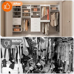 ROOMTEC Modular Closet System, 31.5" 2 Drawer Shelf Closet Tower Wall-Mounted Closet Organizer, Wooden Tower for Walk-In Closets, Wardrobe Storage Kit, White - size: 31.5" Wide, style: Model 11