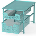 Simple Houseware Stackable 2 Tier Sliding Basket Organizer Drawer, Turquoise - color: Turquoise, size: 2-Tier